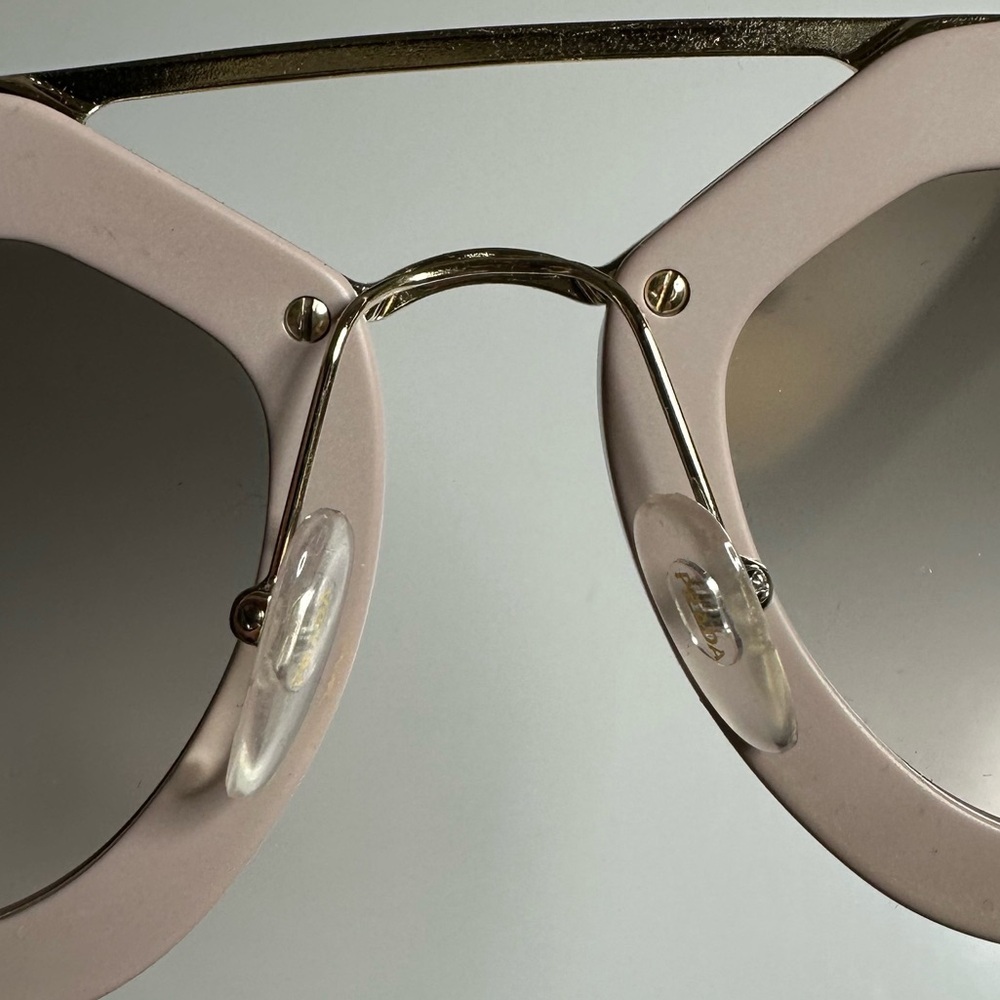 Prada Cinema Iconic Cat Eye Sunglasses 09Q Opal Pink Gold Aviator Gradient - Picture 10 of 14